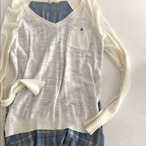 Anthropologie sweater with plaid lining